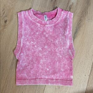 Zenana Ash Pink Mineral Washed Pink Ribbed Crop Top
